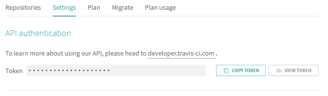 Travis CI Personal API Token